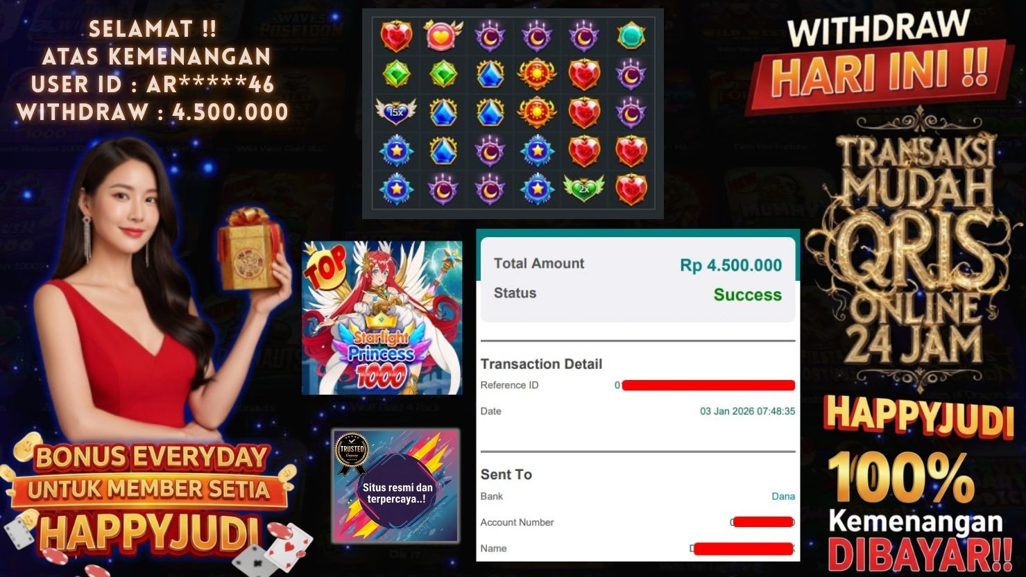 HAPPYJUDI JACKPOT SLOT STARLIGHT PRINCESS 1000